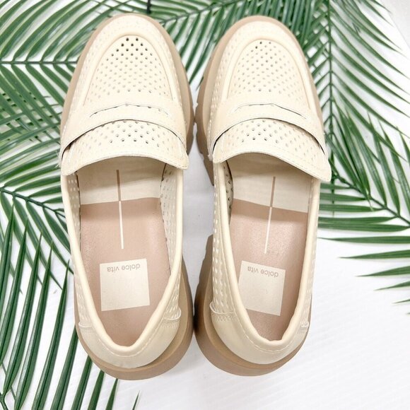 Dolce Vita Ersula Ivory Ecru Perforated Moc Toe Chunky Lug Loafer Size 6.5 NWOB - Picture 8 of 12